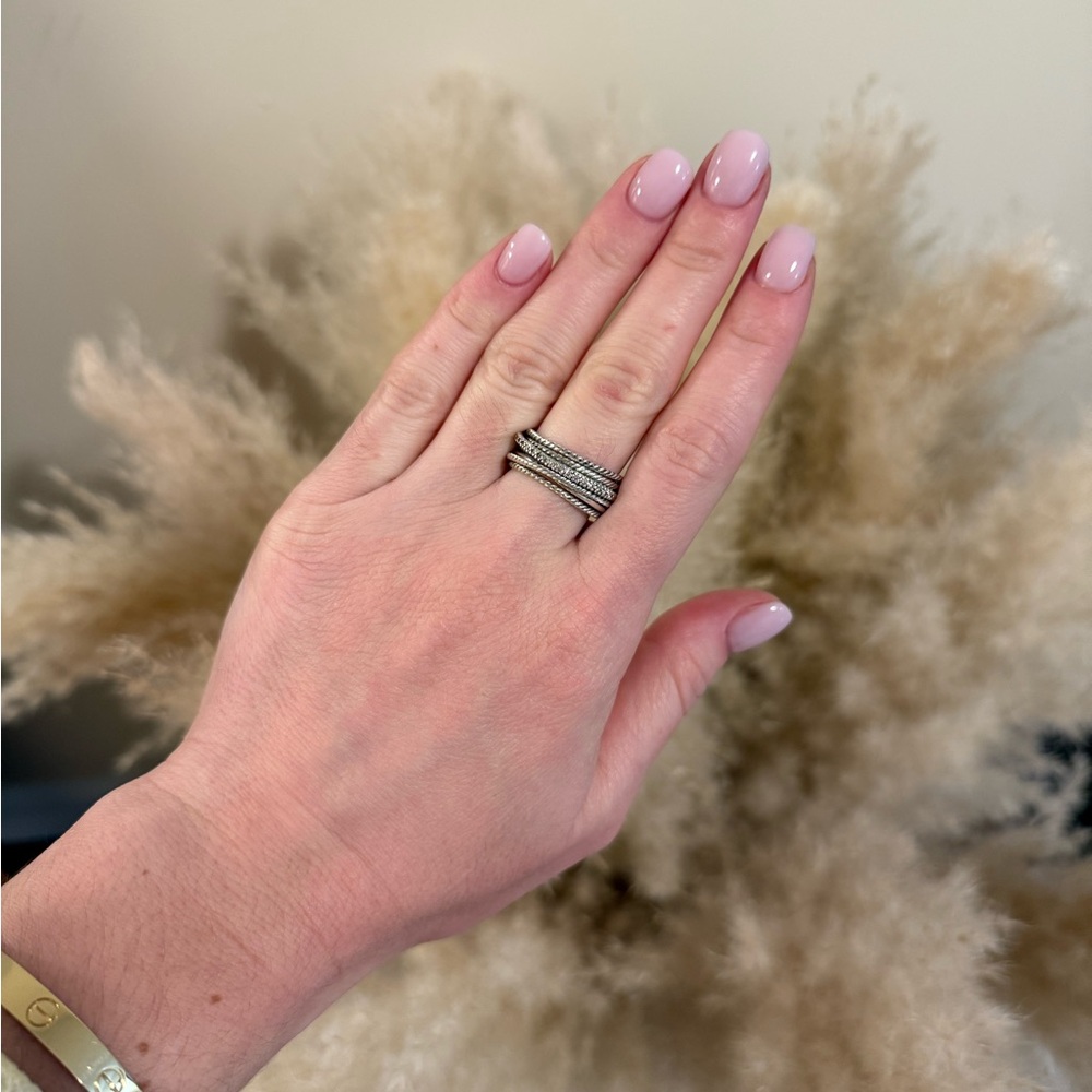 David Yurman Silver Twisted Rope Ring - Picture 4 of 9